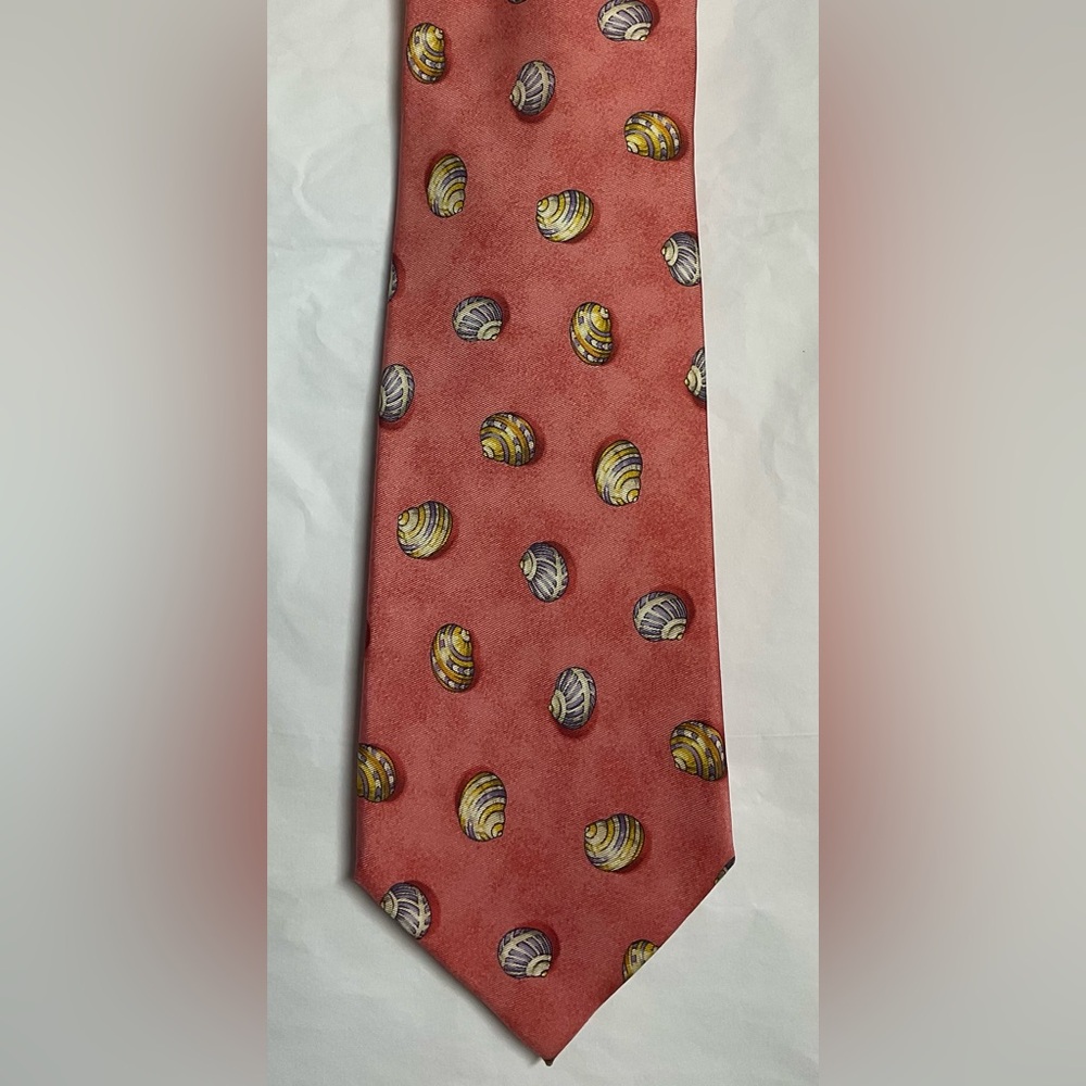 Dunhill Silk Tie - Coral with seashell
